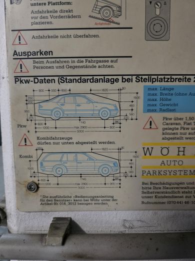 Sicherer Garagenstellplatz in Fürth Südstadt – oberer Duplex-Stellplatz mit Videoüberwachung – Abmessungen