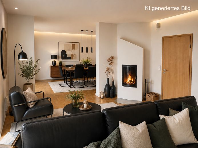Ingolstadt-Haunwöhr’da aile cenneti – Aranan bir konumda geniş yaşam alanı – Wohnzimmer KI generiert