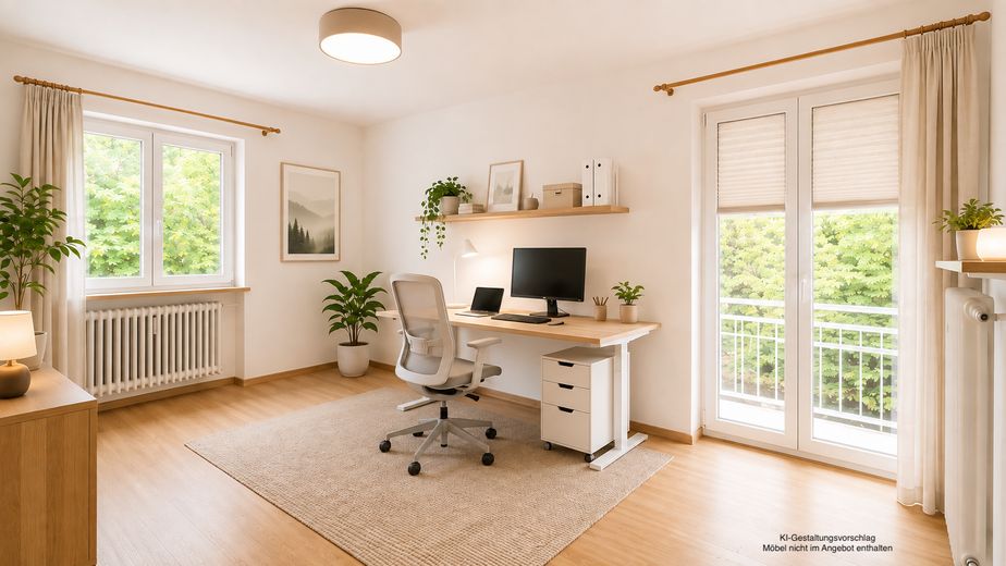 PROVISIONSFREI: Attraktive 3-Zimmer-Wohnung mit Balkon in ruhiger Lage München-Aubing – Gestaltungsvorschlag Büro