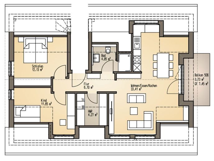 Dachgeschosswohnung 78 m²