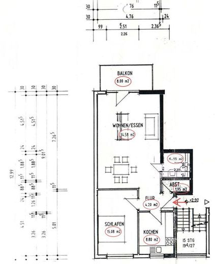 2-Zimmer-Wohnung, Balkon, Küche, Bad, HWR, Keller, nahe Südbahnhof – Fläche