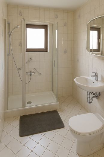 Exklusive 3-Zimmer-Penthousewohnung mit 36 m² Dachterrasse und zwei Stellplätzen – Bad mit Dusche