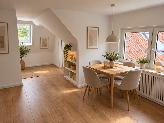 Schledehausen-3-Zimmer Dachgeschosswohnung 2.OG – Küche und Esszimmer