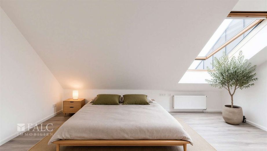 Charmante Maisonette-Wohnung mit sonniger Loggia &amp; Stellplatz – Schlafzimmer KI generiert