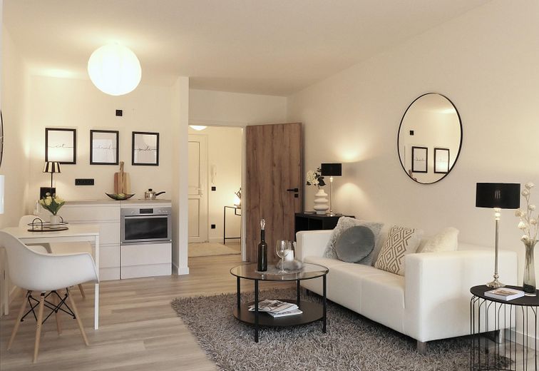 Wohnzimmer mit Küche
