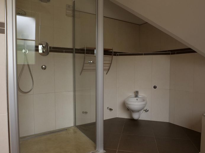 Ökologisches und renoviertes Holzhaus in ruhiger Lage - provisionsfrei – Badezimmer Dusche, Bidet