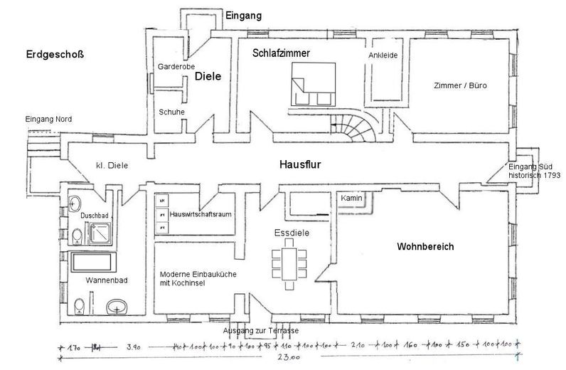 Eşsiz, komisyonsuz! Konut/lifestyle malikanesi, 3 daire, yaklaşık 480m² kullanım alanı, 800m² depo alanı, 7000 m² arsa – Grundriss Erdgeschoß