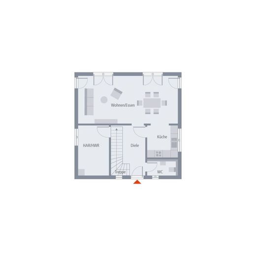 WOHNLICHE STADTVILLA MIT KLAREN FORMEN – Grundriss Erdgeschoss