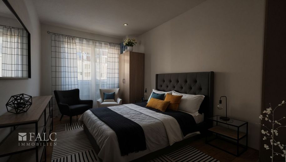Charmante 2-Zimmer-Wohnung mit Balkon - vermietet und ideal für Kapitalanleger – Schlafzimmer - (KI generiert)