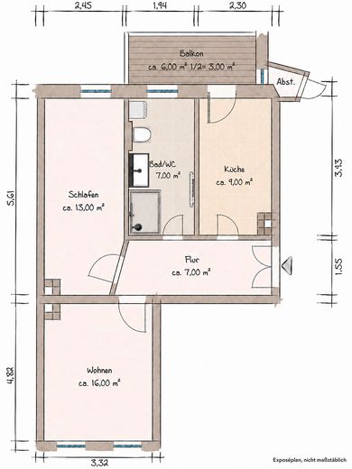 *Wohntraum: 2-R Altbau in Leipzig Stötteritz | Provisionsfrei | 4% Rendite + 4,25% AfA* – Grundriss 1.OG Rechts