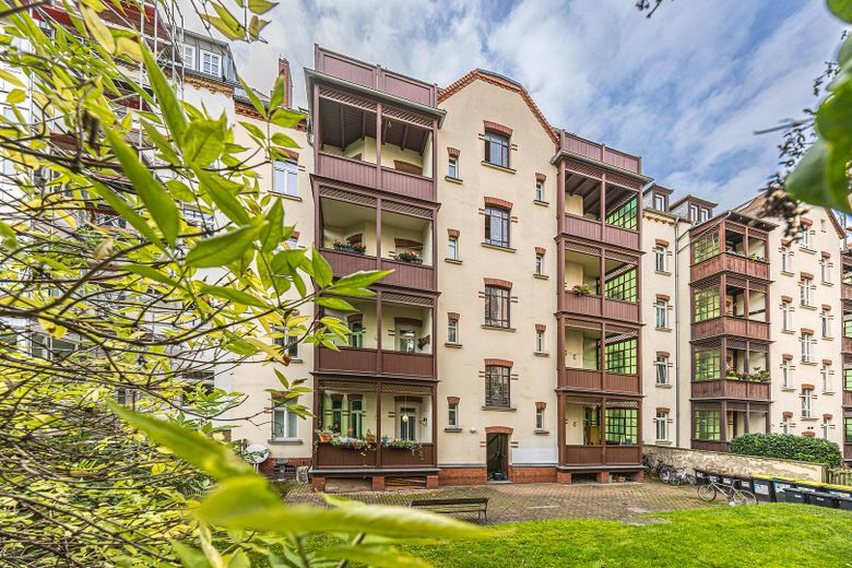 *Sofort bezugsfrei: Modernisierter 2-Zimmer Altbau in Leipzig Gohlis | Provisionsfrei | 4,25% AfA* – Haus Rückansicht