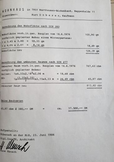 Wohnflächenberechnung 1986
