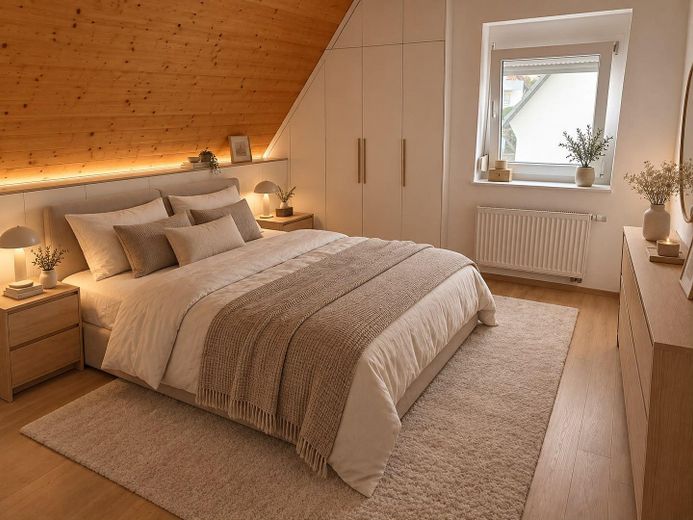 Gelflegte Doppelhaushälfte mit großem 580 m² Grundstück und Carport provisionsfrei bezugsfrei – 1. Elternzimmer 1 OG mit KI