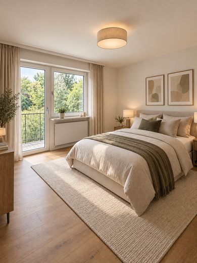 Bungalow indipendente su 669 m² · posizione ai margini del ruscello e dei campi · potenziale eccezionale! – Schlafzimmer SOLL (KI)