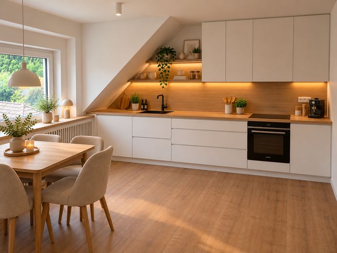 Schledehausen-3-Zimmer Dachgeschosswohnung 2.OG – Küche und Esszimmer