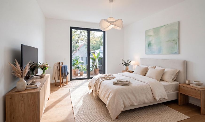 Regenerativ Heizen & Kühlen: Exclusiver Neubau in Alt-Köpenick – vom Eigentümer (Mietkauf möglich) – Hofzimmer mit Balkon (Raum 1)