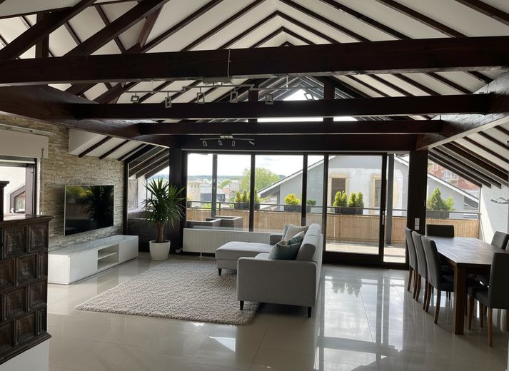 Dachgeschosswohnung mit viel Licht und Aussicht – Wohnzimmer