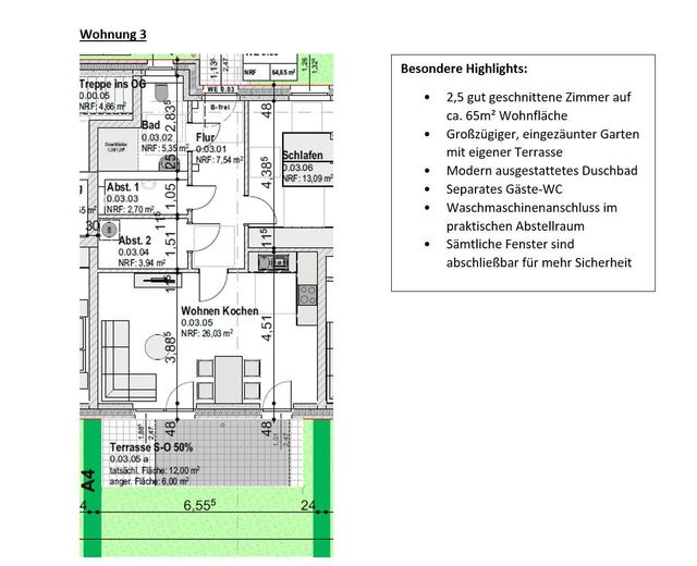 Erstbezug Neubau: Penthouse, 4 Zimmer Wohnung 112 m² Dachterrasse Einbauküche in Neumünster Gadeland – Wohnung 3