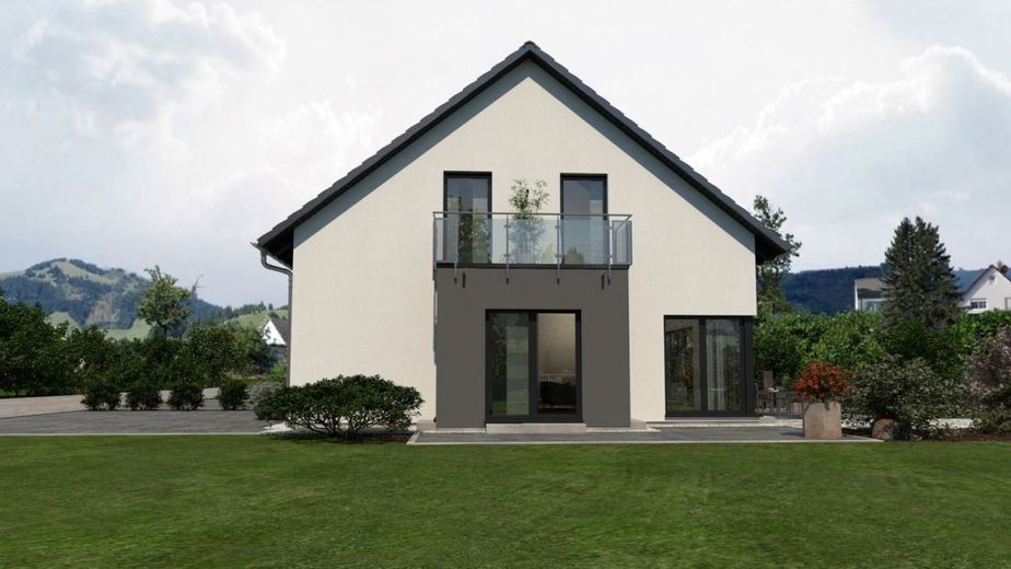 Zweifamilienhaus im DH Stil von OKAL, ein Ort zum Ankommen, Durchatmen und Wohlfühlen – Ansicht Garten