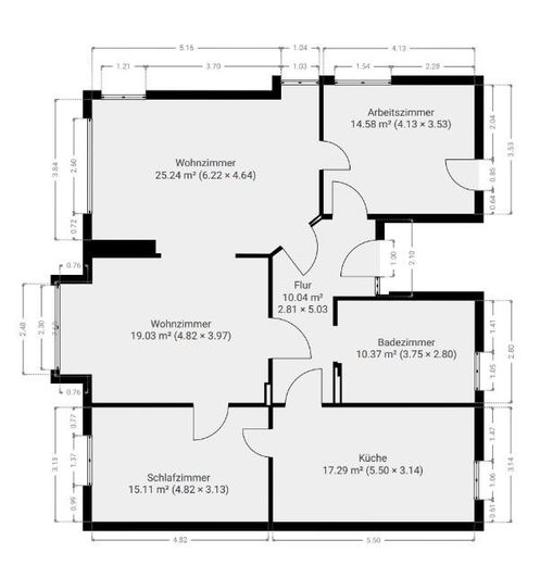 شقة جميلة من 4 غرف في مبنى قديم يضم ثلاث وحدات سكنية – Grundriss