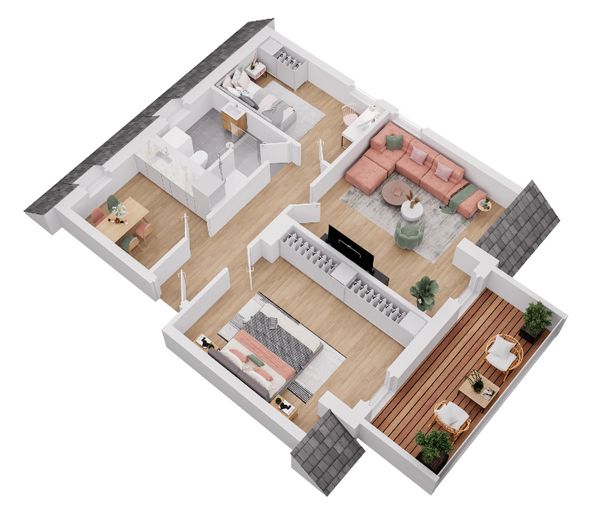 Erstbezug - Sanierte 3-Zimmer DG Wohnung mit Panoramablick – 3D-Grundriss