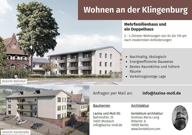 ERSTBEZUG - 2-Zimmer-Wohnung in bester Lage, Komfort und Ambiente im Neubau an der Klingenburg – Wohnen an der Klingenburg