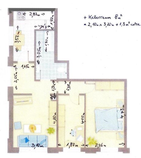 Grundriss mit Maßen