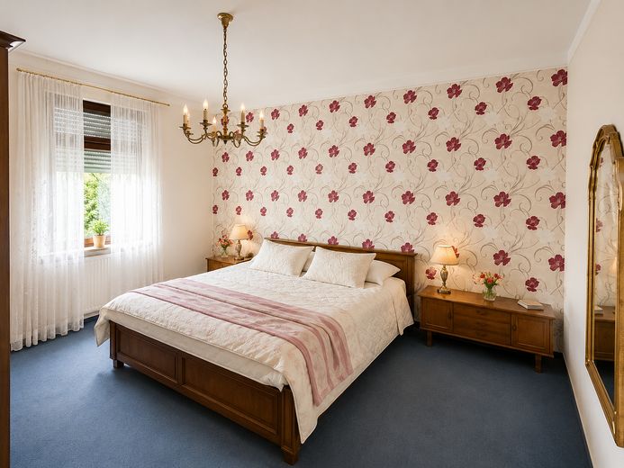 Provisionsfrei – Mehrfamilienhaus mit Halle in Bensheim - Denkmal – Wohnen & Vermieten – Schlafzimmer - OG