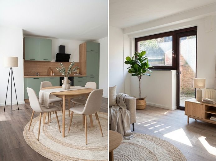 Schöne 2,5-Zimmer-Wohnung mit Südwest-Terrasse & neuer Einbauküche in Duisburg-Baerl – Wohn- Ess und Kochbereich 