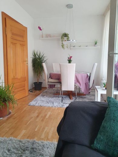 ruhige, helle 2-Raum Wohnung mit Parkettboden + Balkon + Küche – Wohnzimmer