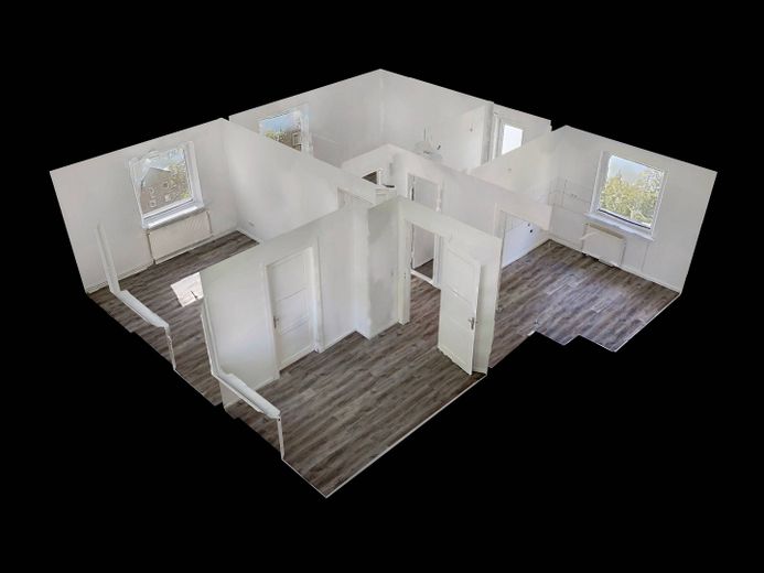 Moderne 2-Zimmer-Wohnung mit Wannenbad in ruhiger Wohnlage – 3D-Ansicht Grundriss