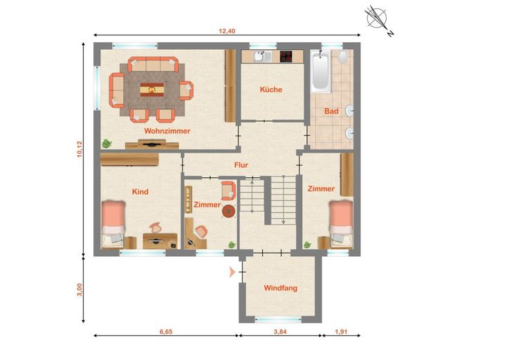 Neuer Preis! Doppelhaus im Bungalowstil in Luckenwalde mit großer Nutzfläche im Keller zu verkaufen. – Grundriss Erdgeschoss