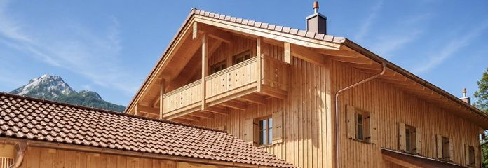 Ansicht mit Garage/Carport
