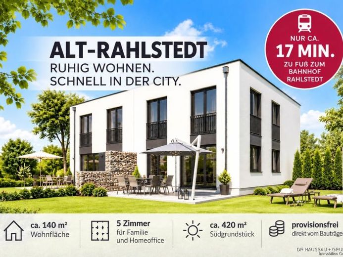 Alt-Rahlstedt: Neubau mit Südgrundstück – nur 17 Gehminuten zum Bahnhof – Foto 1