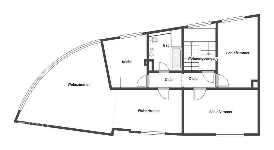 Charmante 3-Zimmer-Wohnung mit einzigartigem Fensterband – Grundriss