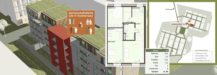 Ludwigshöfe - 2-Zimmer - 60 qm (LH) – 2-Zimmer-Wohnung