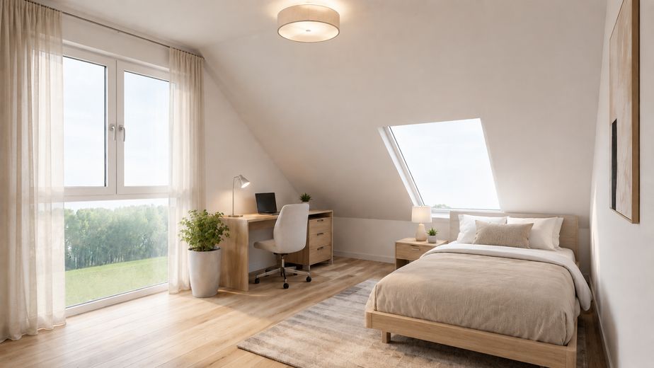 Platz für die ganze Familie – 6,5-Zi.-Maisonette in Ergenzingen mit Balkon & VVS in 5 Gehmin. – Visualisierung 2. DG Zimmer