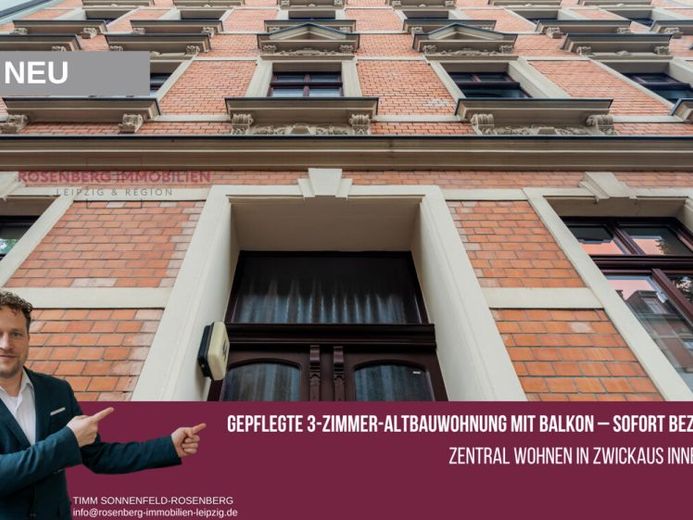 Wolne 3-pokojowe mieszkanie w kamienicy z 
balkonem w sercu Zwickau – Foto 1