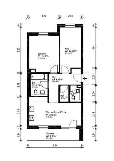 Exklusive neuwertige 3-Zimmer-Wohnung mit schönem Balkon von PRIVAT! – Grundriss