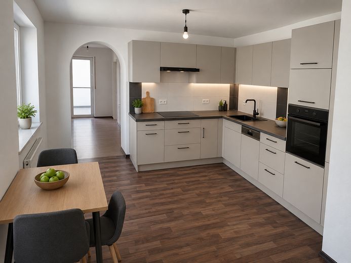 Langenau Göttingen Provisions FREIE 3,5 Zimmer Wohnung 1 OG – Einrichtungsvorschlag Küche