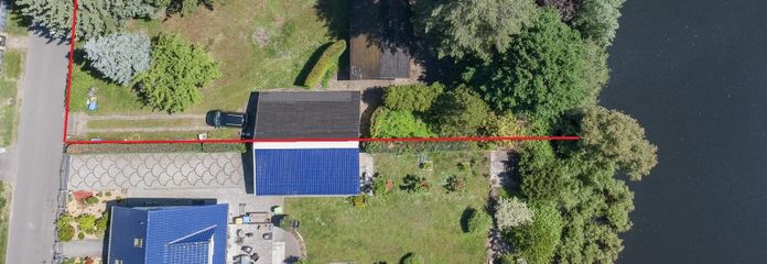 Reserviert -  Seegrundstück! 1.079 m² - privates Seeufer - Südlage - Berlin-Nähe - provisionsfrei – Luftbild Grundstück am See