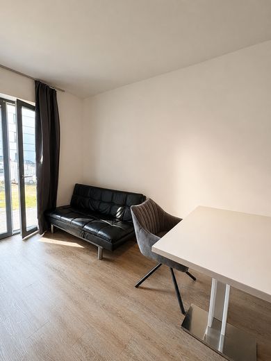 Möbliertes & modernes Apartment mit All-In-Miete – Wohnbereich Richtung Terrasse