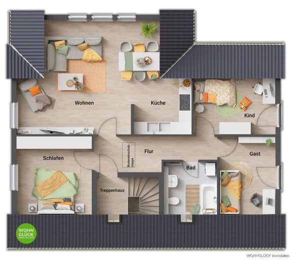 Neubau - Generationenhaus mit 2 Einheiten in Dieburg – Grundriss-Zweifamilienhaus-Domizil-192-Dachgeschoss
