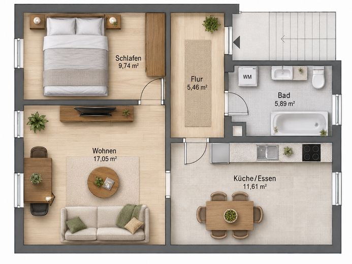 Stylishly furnished temporary apartment | 2 rooms | immediately ready to move in – Grundiss