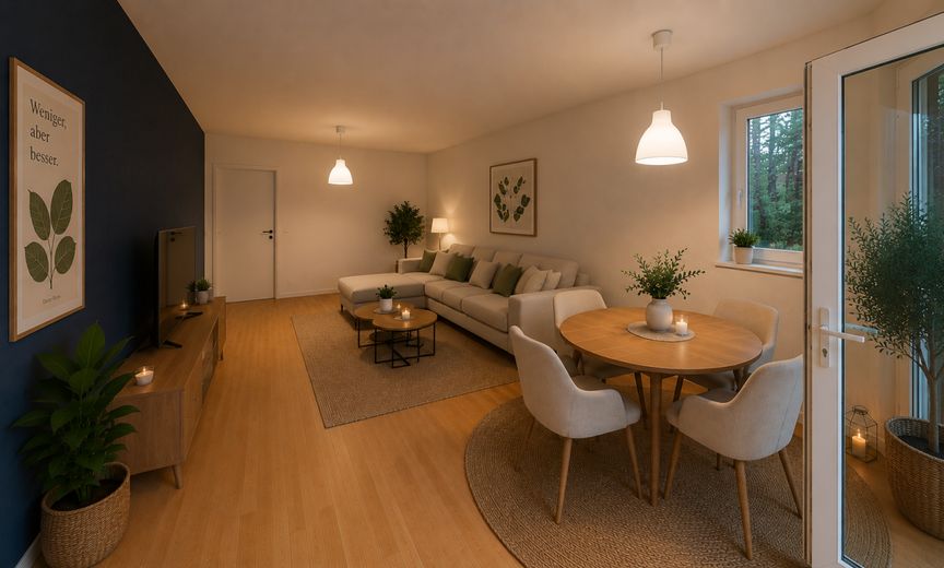 Loftartige Gewerbe-/Wohneinheit mit Schaufenster &amp; Keller - barrierefrei, ruhig &amp; citynah bei Berlin – Vision Wohnzimmer