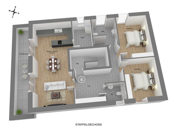Piękne nowe mieszkanie w centralnej lokalizacji w Lingen (mieszkanie nr 3) – Grundriss Dachgeschoss