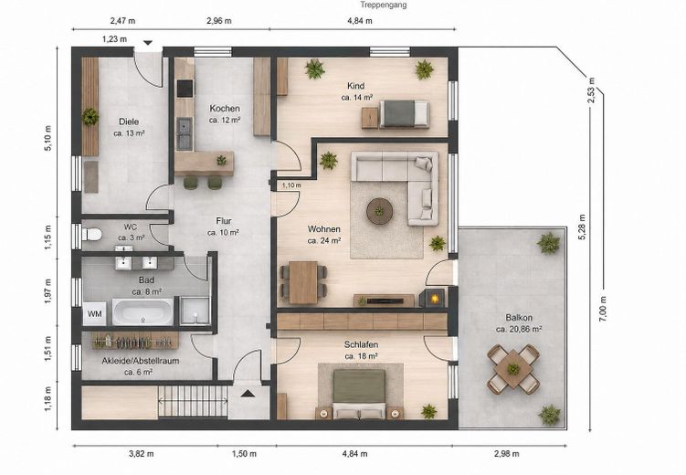 Provisionsfrei - Wohnen wie im eigenen Haus: 120m² mit Garten, Traum-Weitblick & Wellness-Faktor – Grundriss EG