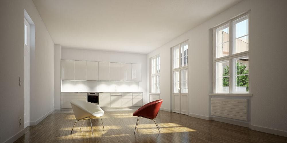 Wohnzimmer und -küche (Rend.)