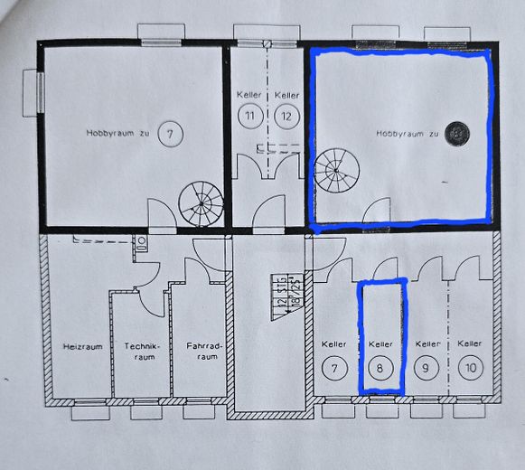 Grundriss Hobbyraum u. Keller