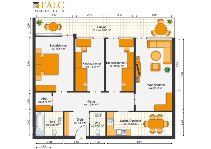 Attraktive 4-Zimmer-Wohnung mit großem Südwest-Balkon - ideal für Eigennutzer oder Kapitalanleger – Grundriss